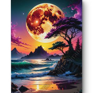 Tableau Lune et Cerisiers