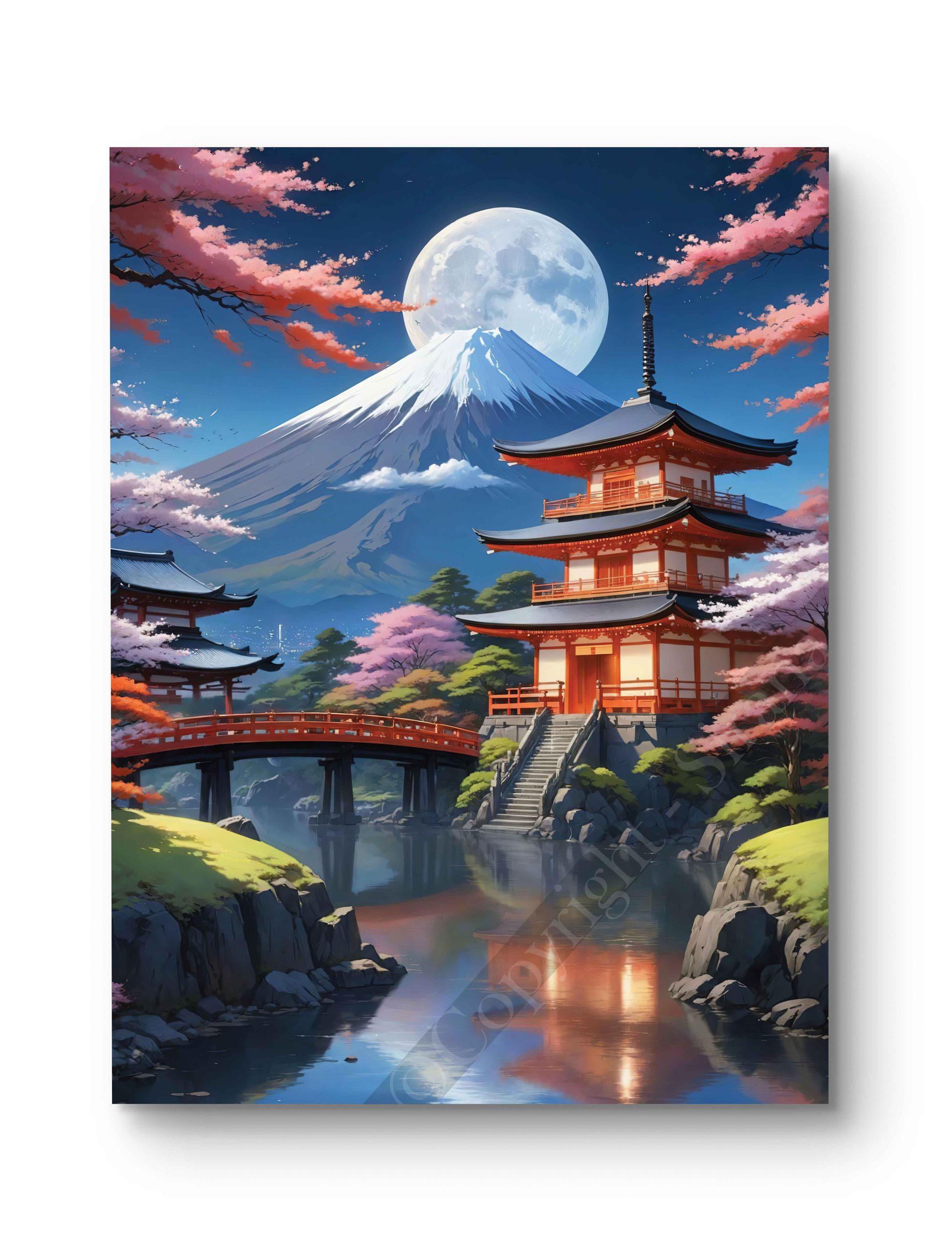 Tableau Sous la Lune de Fuji